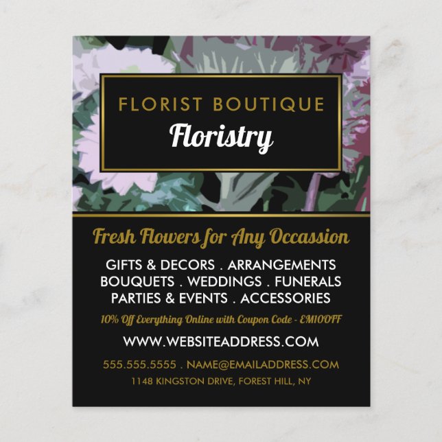 Antique Floral Design, Floristry Advertising Flyer (Front)