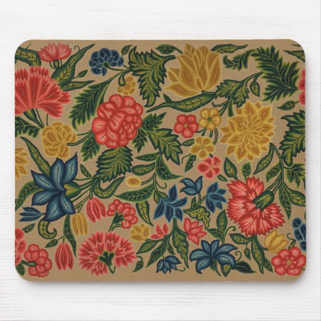 Antique floral flower artwork tapestry needlework mouse mat (Front)