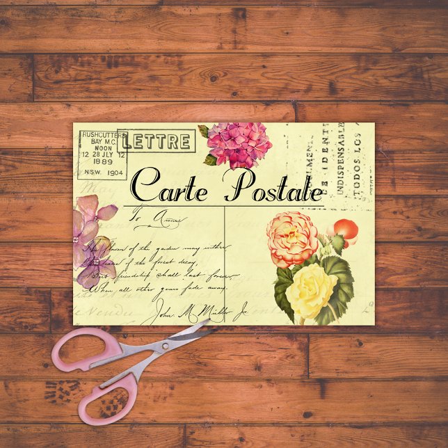 Antique Floral French Postcard Ephemera Decoupage Tissue Paper (Creator Uploaded)