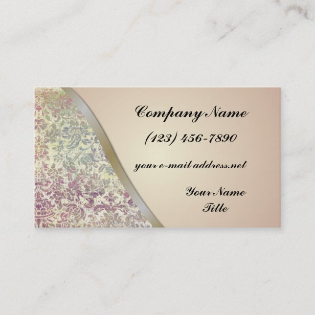Antique Floral Gold Ribbon Cut Out Business Card (Front)