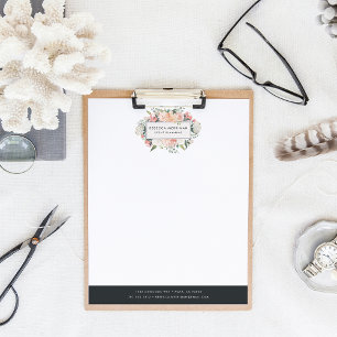 Antique Floral Logo Blush & Charcoal Personalised Letterhead