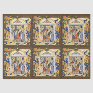 ANTIQUE FLORAL NATIVITY CHRISTMAS PARCHMENT TISSUE PAPER