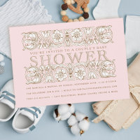 Antique Floral Ornaments Blush Baby Shower