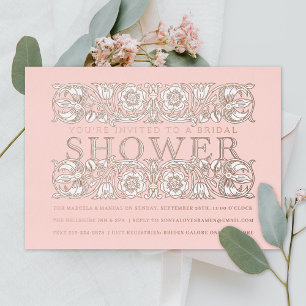 Antique Floral Ornaments Blush Bridal Shower