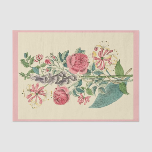 Antique Floral Print 10" X 15" Tissue Paper (Front)