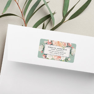 Antique Floral Sage Green Return Address Label