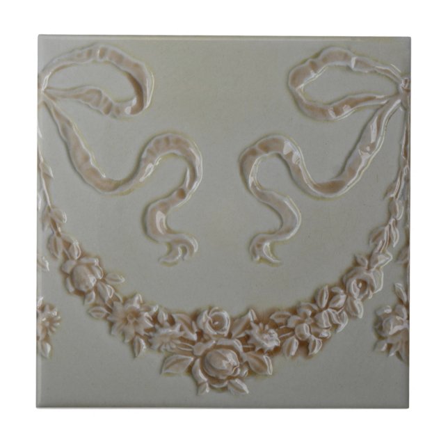 Antique Floral Swag Faux Dimensional Border Tile (Front)