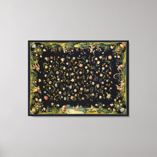 Antique Floral Table Carpet Illustration Canvas Print