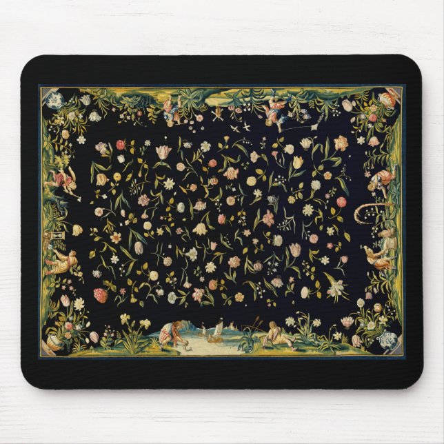 Antique Floral Table Carpet Illustration  Mouse Mat (Front)