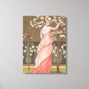 Antique Floral Valentine Card, Victorian Era, 1876 Canvas Print
