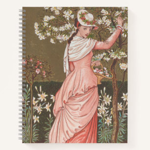 Antique Floral Valentine Card, Victorian Era, 1876 Notebook
