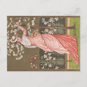 Antique Floral Valentine Card, Victorian Era, 1876 Postcard