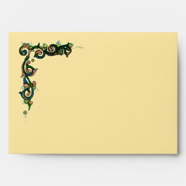 ANTIQUE FLORENTINE FLORAL  BROWN WAX SEAL MONOGRAM ENVELOPES (Front)