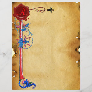 ANTIQUE FLORENTINE FLORAL RED WAX SEAL MONOGRAM