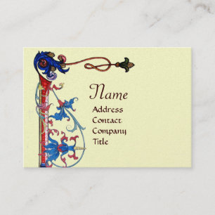 ANTIQUE FLORENTINE FLORAL  RED WAX SEAL MONOGRAM BUSINESS CARD