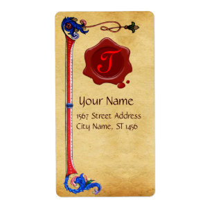 ANTIQUE FLORENTINE PARCHMENT RED WAX SEAL MONOGRAM