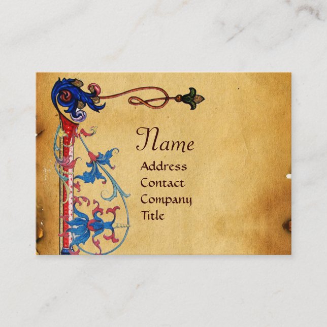 ANTIQUE FLORENTINE PARCHMENT RED WAX SEAL MONOGRAM BUSINESS CARD (Front)