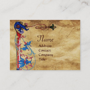 ANTIQUE FLORENTINE PARCHMENT RED WAX SEAL MONOGRAM BUSINESS CARD