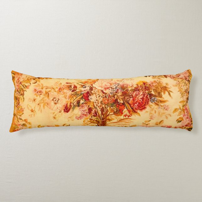 Antique Flower Bouquet Body Pillow (Front)