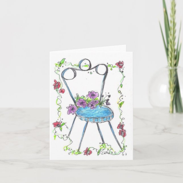 Antique Flower Chair Drawing Blank Notecard (Front)
