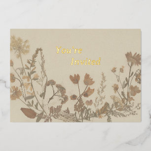 Antique Flower Collage Invitation (Foil)