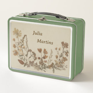 Antique Flower Collage Metal Lunch Box