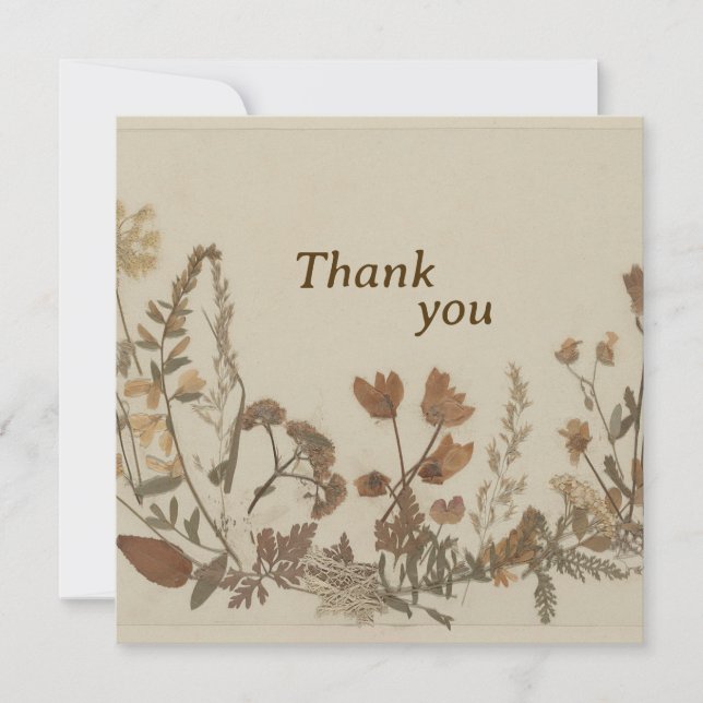 Antique Flower Collage Thank You Card (Front)