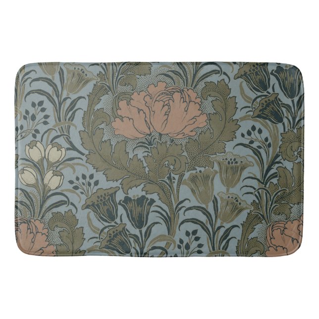 Antique Flower Morris Garden Floral Wallpaper Bath Mat (Front)