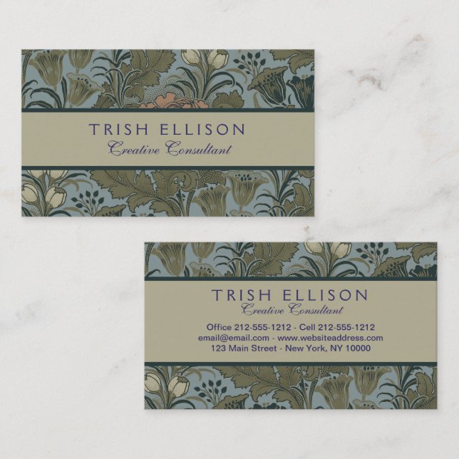Antique Flower Morris Garden Floral Wallpaper Business Card (Front/Back)