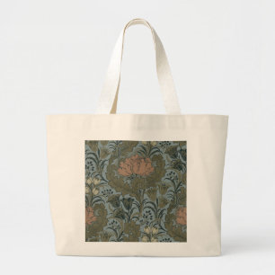 Antique Flower Morris Garden Floral Wallpaper Large Tote Bag