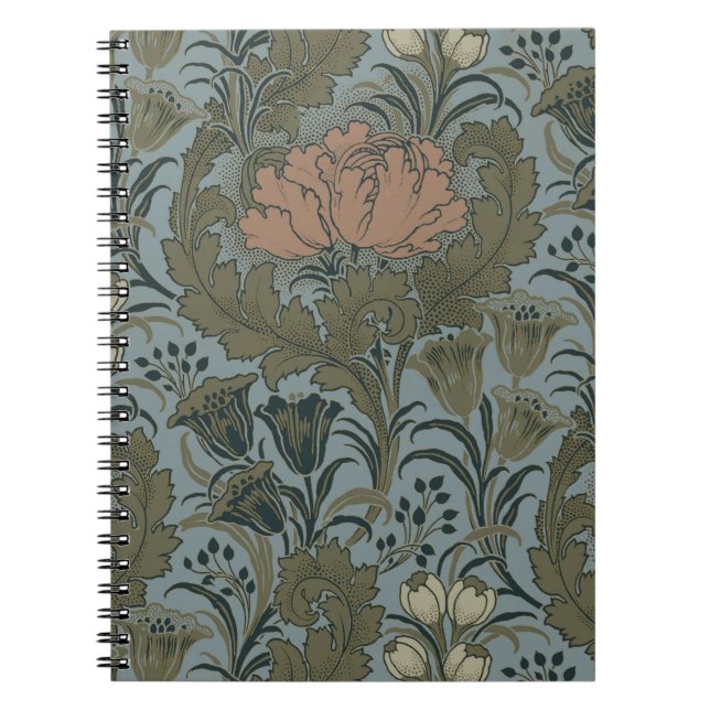 Antique Flower Morris Garden Floral Wallpaper Notebook (Front)