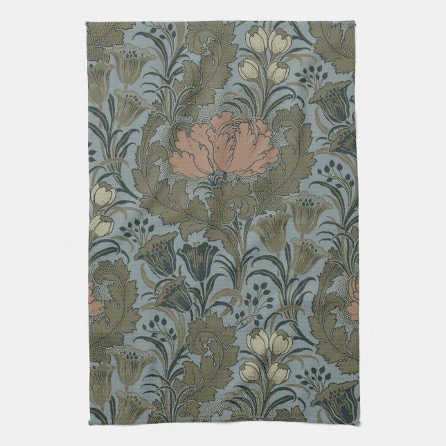 Antique Flower Morris Garden Floral Wallpaper Tea Towel (Vertical)