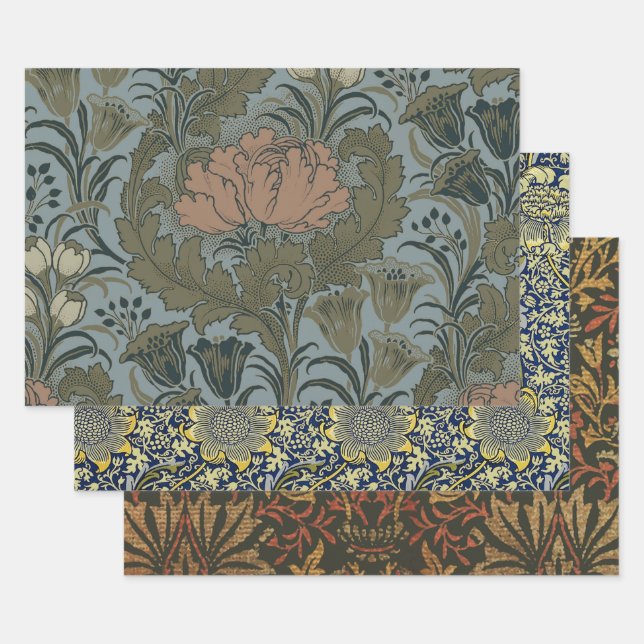 Antique Flower Morris Garden Floral Wallpaper Wrapping Paper Sheet (Set)