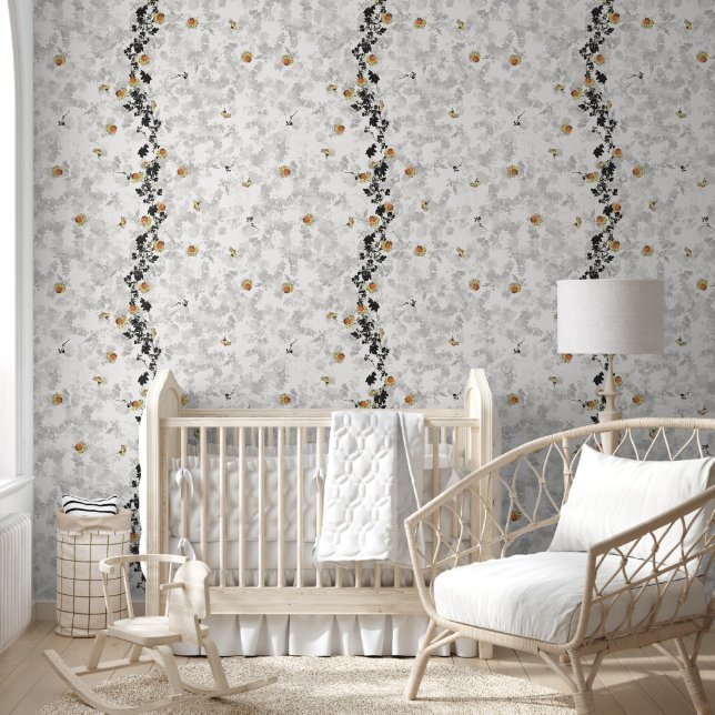 Antique Flowers and Leaves Botanical Peel Stick Wallpaper (Kids)