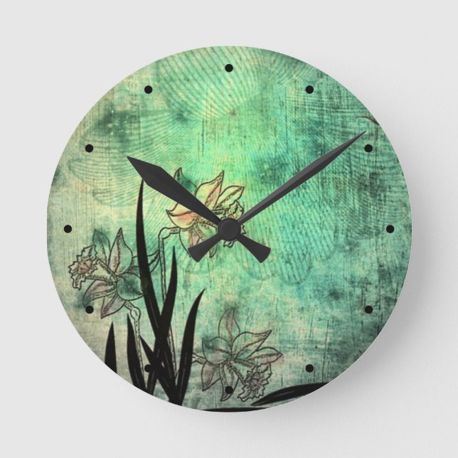 Antique flowers Art Round Clock (Front)