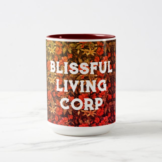 Antique Flowers Blissful Living Two-Tone Coffee Mug (Center)