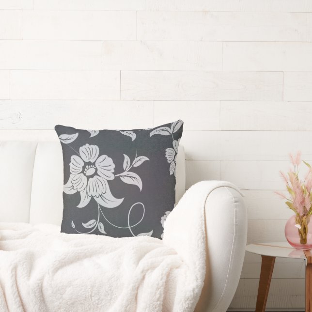 Antique Flowers Grey  Cushion (Couch)