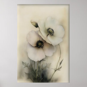 Antique Flowers Print, Rustic Vintage Wall Art