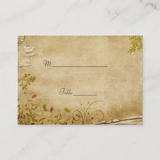 Antique Flowers Table Place Card (Front)