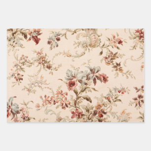 Antique Flowers Wallpaper Pastel Floral Pattern Wrapping Paper Sheet
