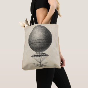 Antique Flying Machine Illustration Tote Bag
