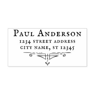 Antique font + ornament return address CC1131 Rubber Stamp