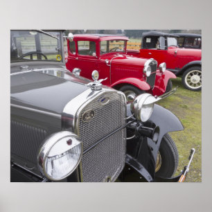 Antique Ford automobiles Poster