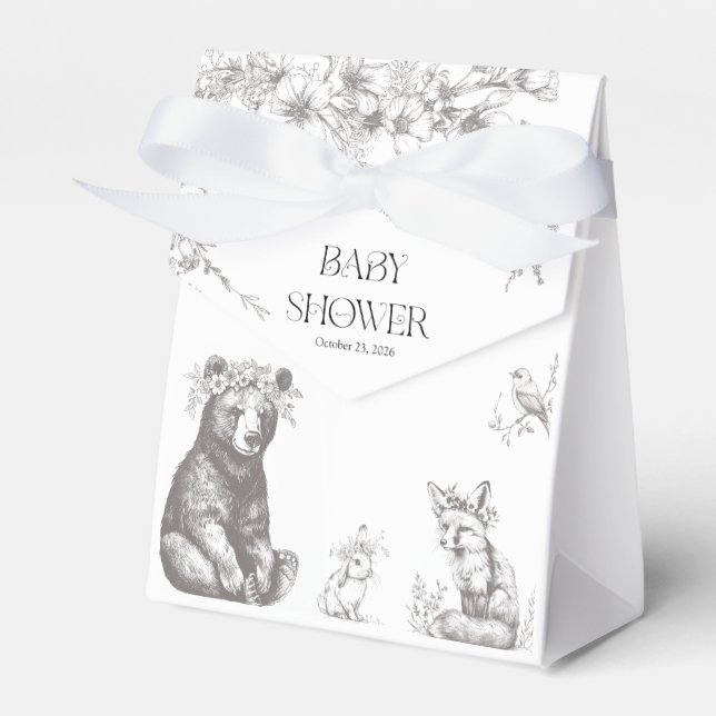 Antique Forest Animals Baby Shower Favour Box (Front Side)