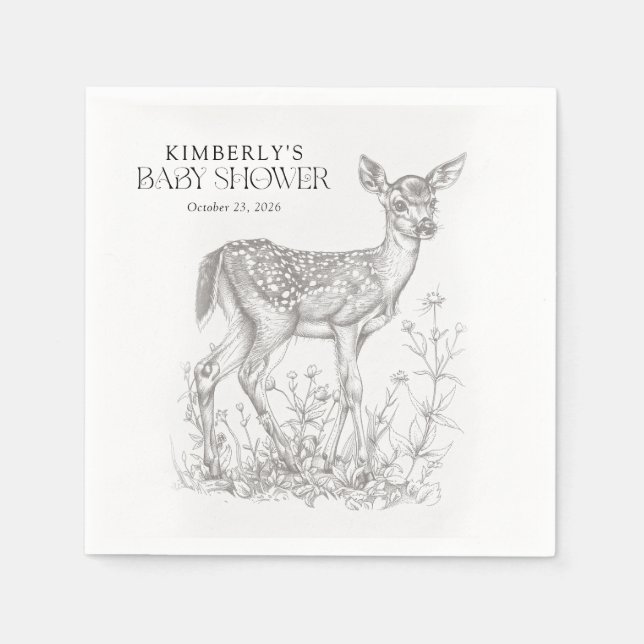 Antique Forest Animals Baby Shower Napkin (Front)