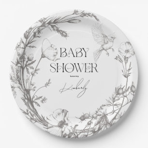 Antique Forest Animals Baby Shower Paper Plate
