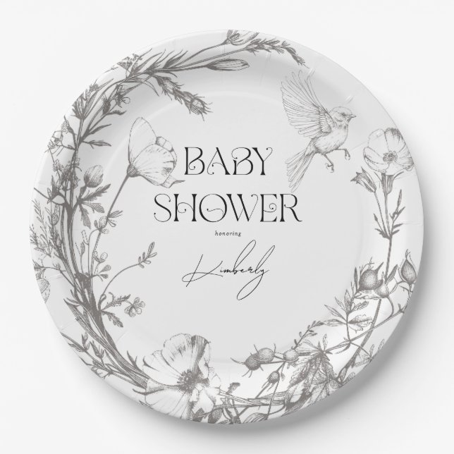 Antique Forest Animals Baby Shower Paper Plate (Front)