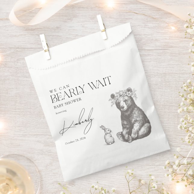 Antique Forest We Can Bearly Wait Baby Shower Favour Bags (Clipped)