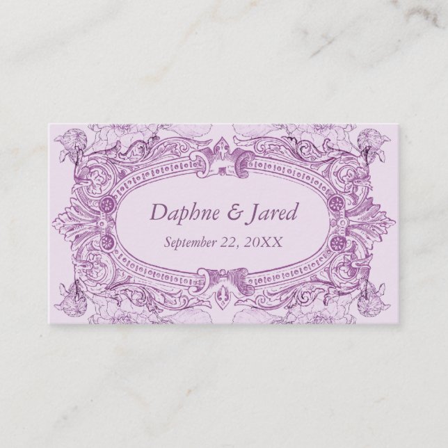 Antique Frame Lilac Wedding Placecard (Front)