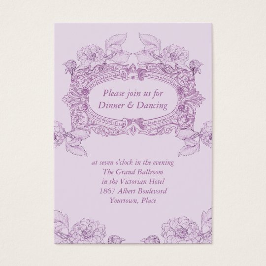 Antique Frame Lilac Wedding Reception Card